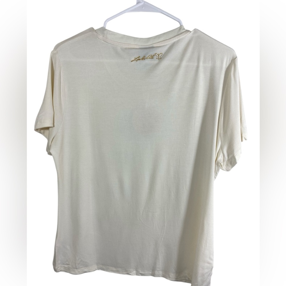 Laila Ali Women’s M Cream Graphic Tee Empowerment Boxer Power Stance - Picture 2 of 6
